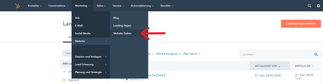 Website in HubSpot erstellen