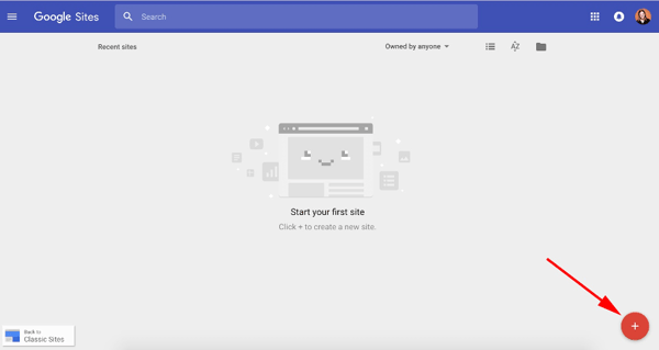 Website mit google sites erstellen startbildschirm