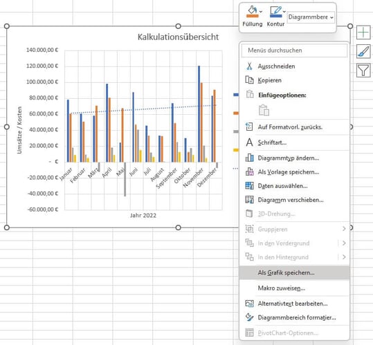 Excel-Diagramm als Grafik speichern