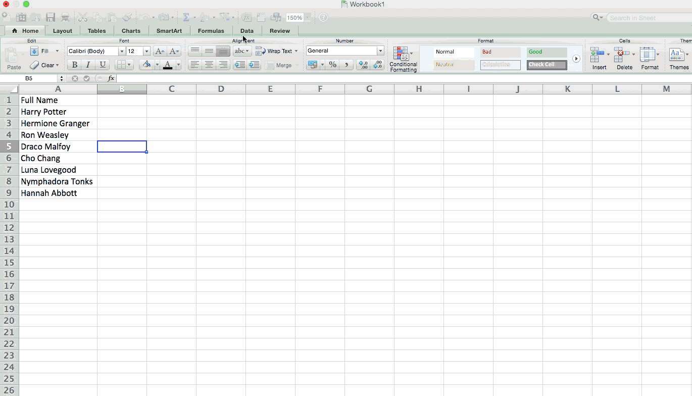 Excel-Tipps Text in Spalten
