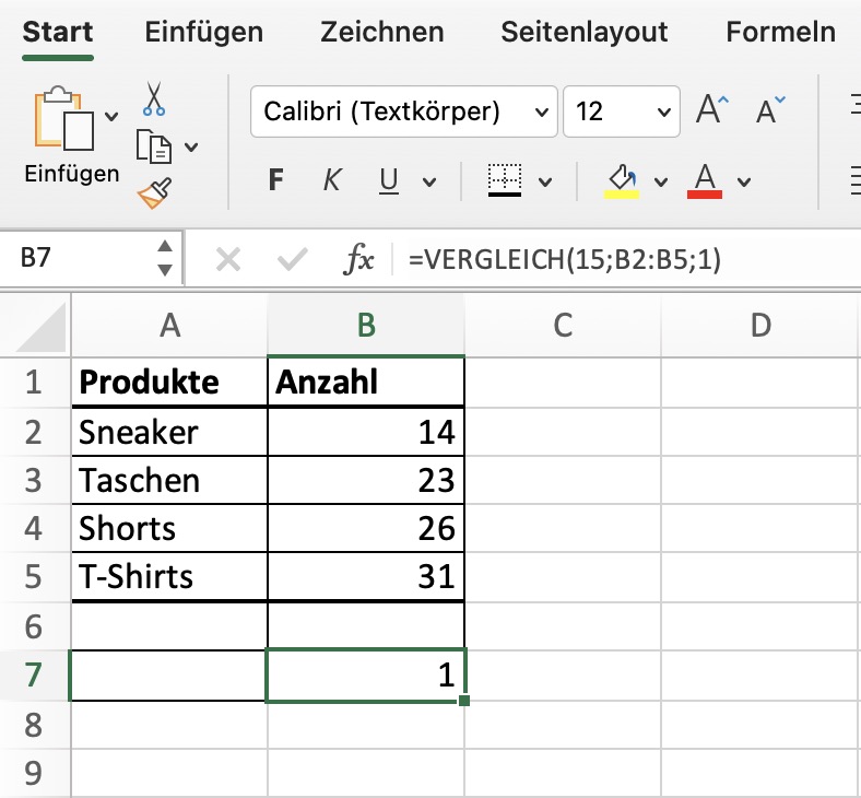 Excel VERGLEICH: Die Funktion An Beispielen Erklärt