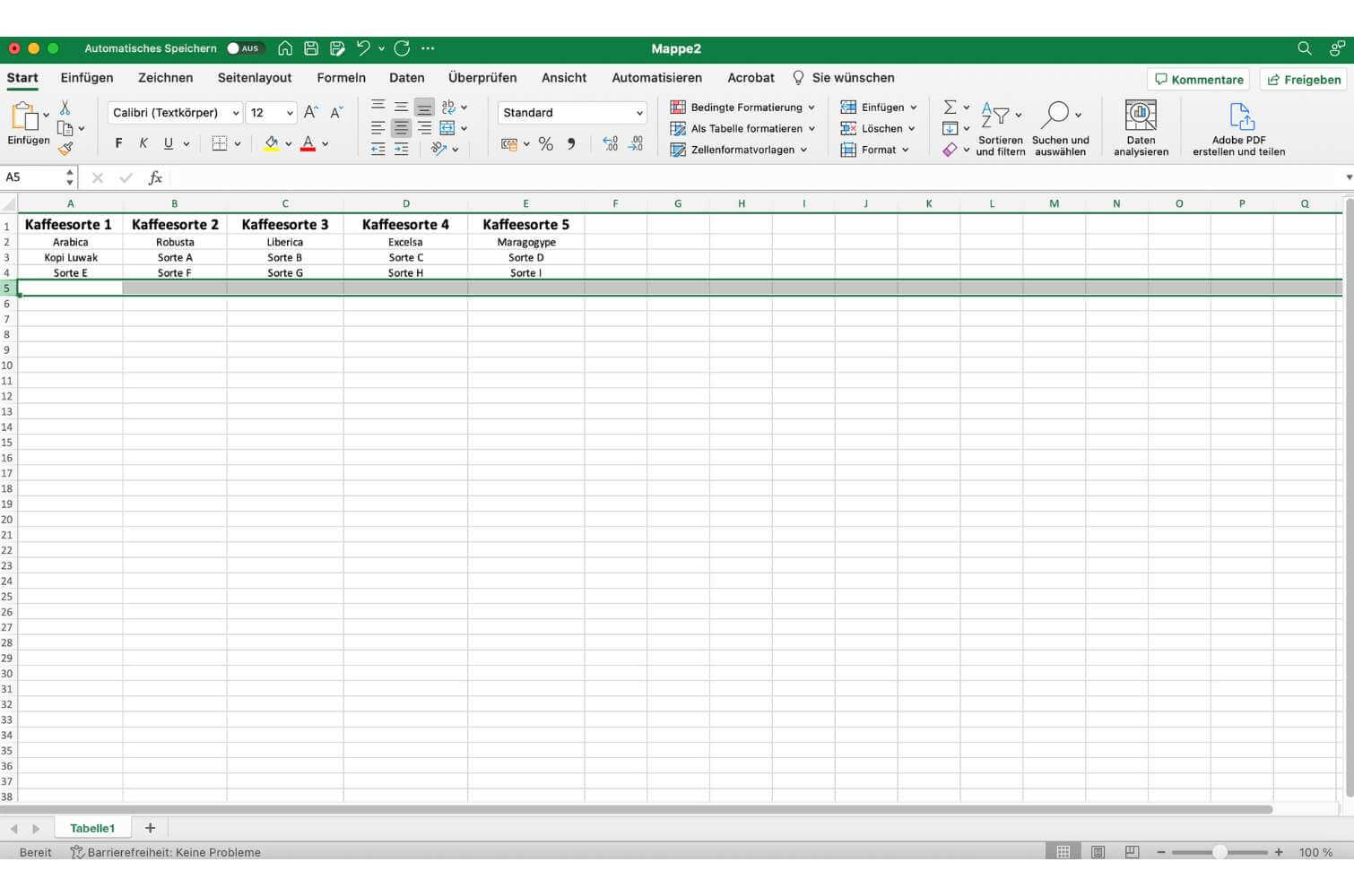 Screenshot, wie man bei Excel mehrere Zeilen fixiert.