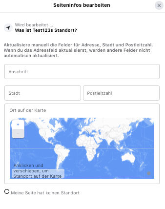 Facebook-Seite Kontaktinterformationen hinterlegen