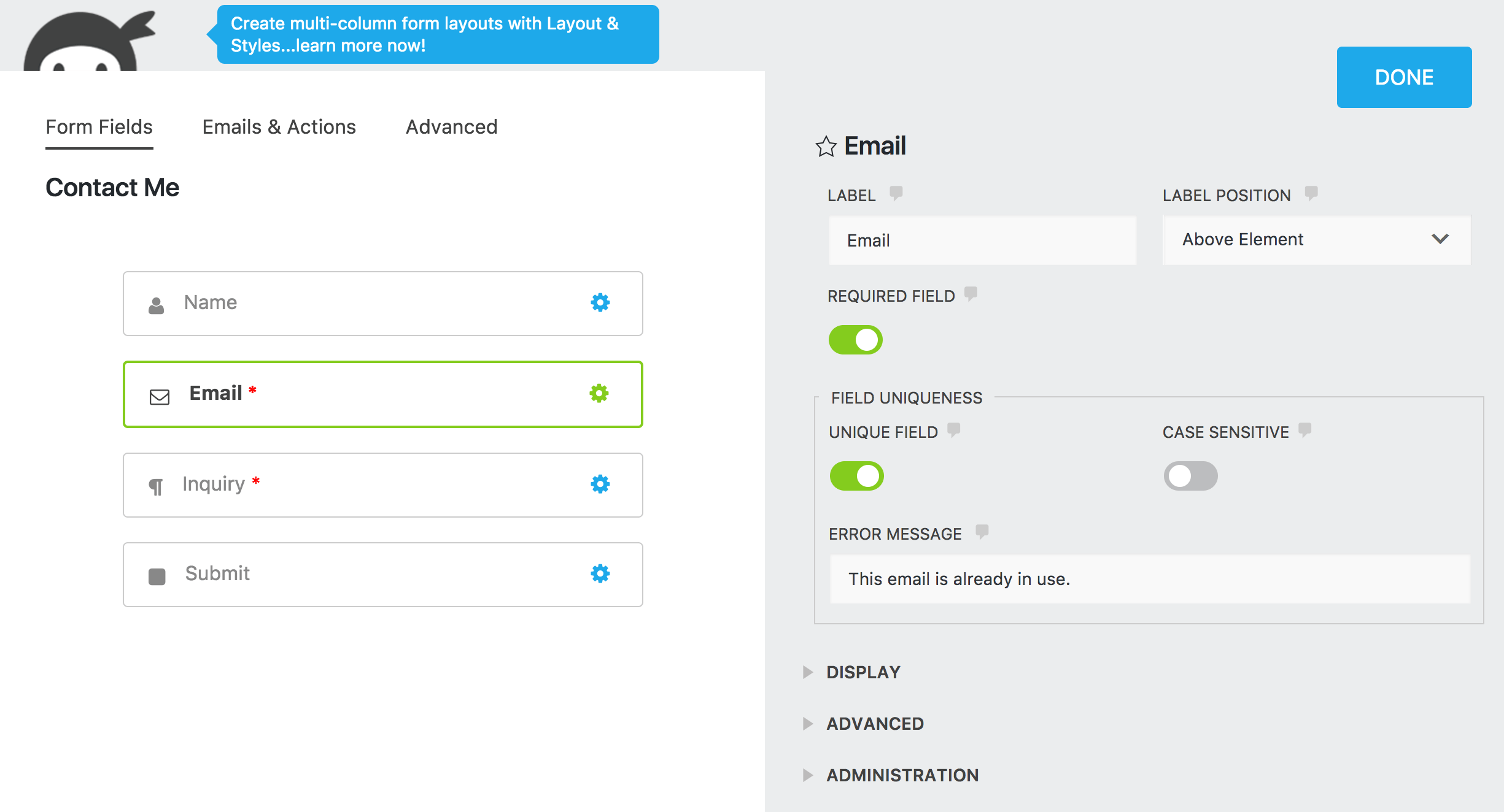 Screenshot Ninja Forms