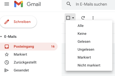 Gmail Posteingang durchsuchen und leeren