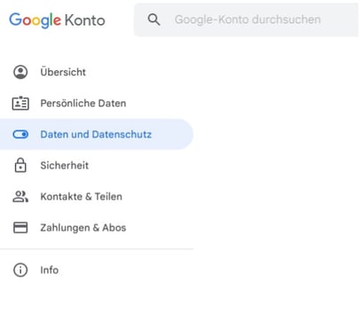 Screenshot Google-Konto Einstellungen