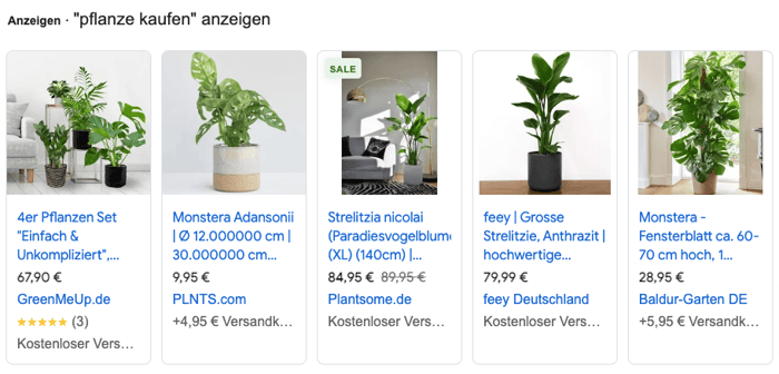 Screenshot Google-Shopping-Ergebnisse