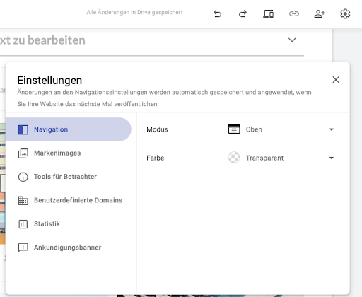 Google Sites erstellen - Website-Einstellungen