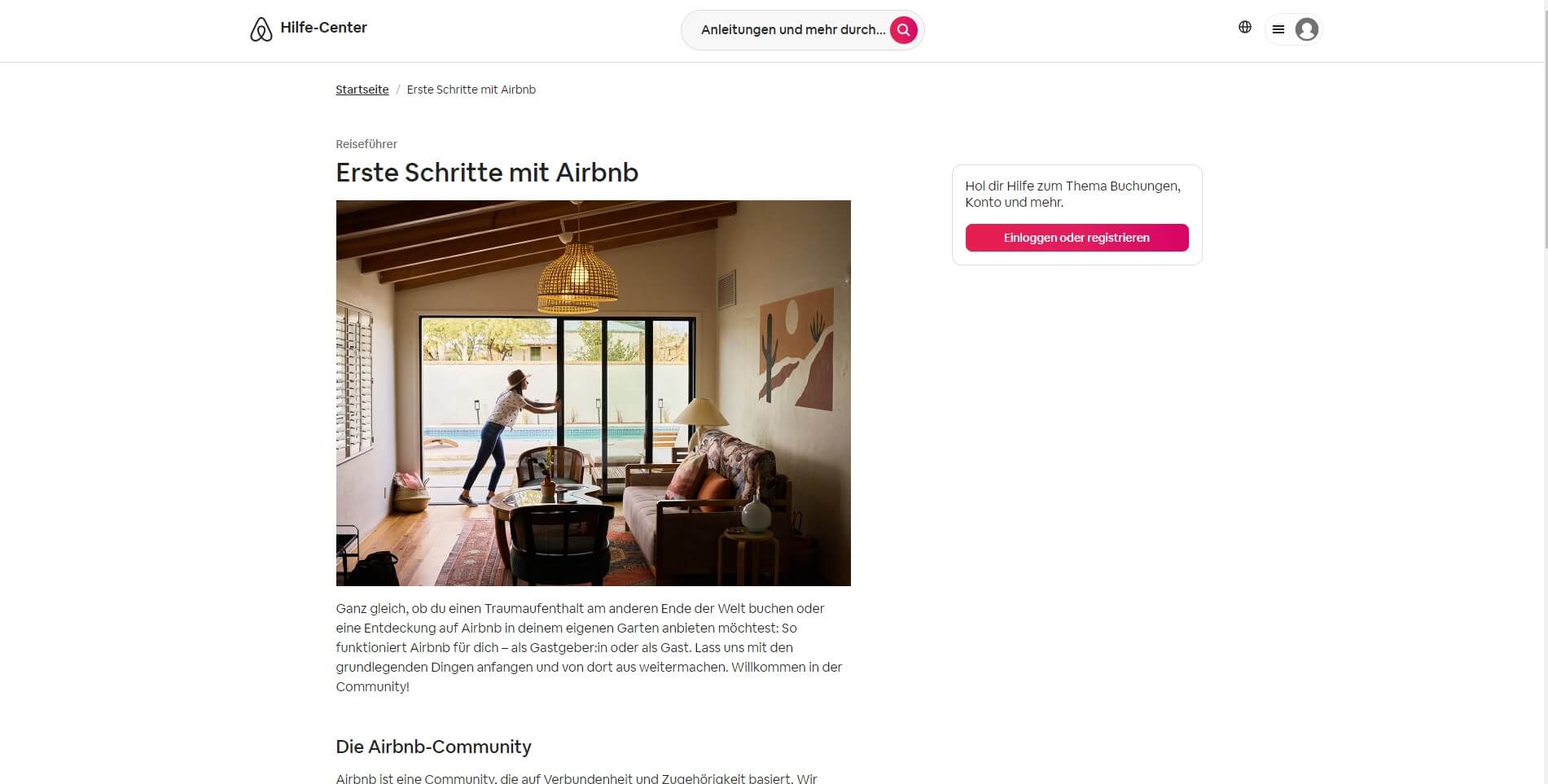 Gutes Webdesign Beispiel Airbnb