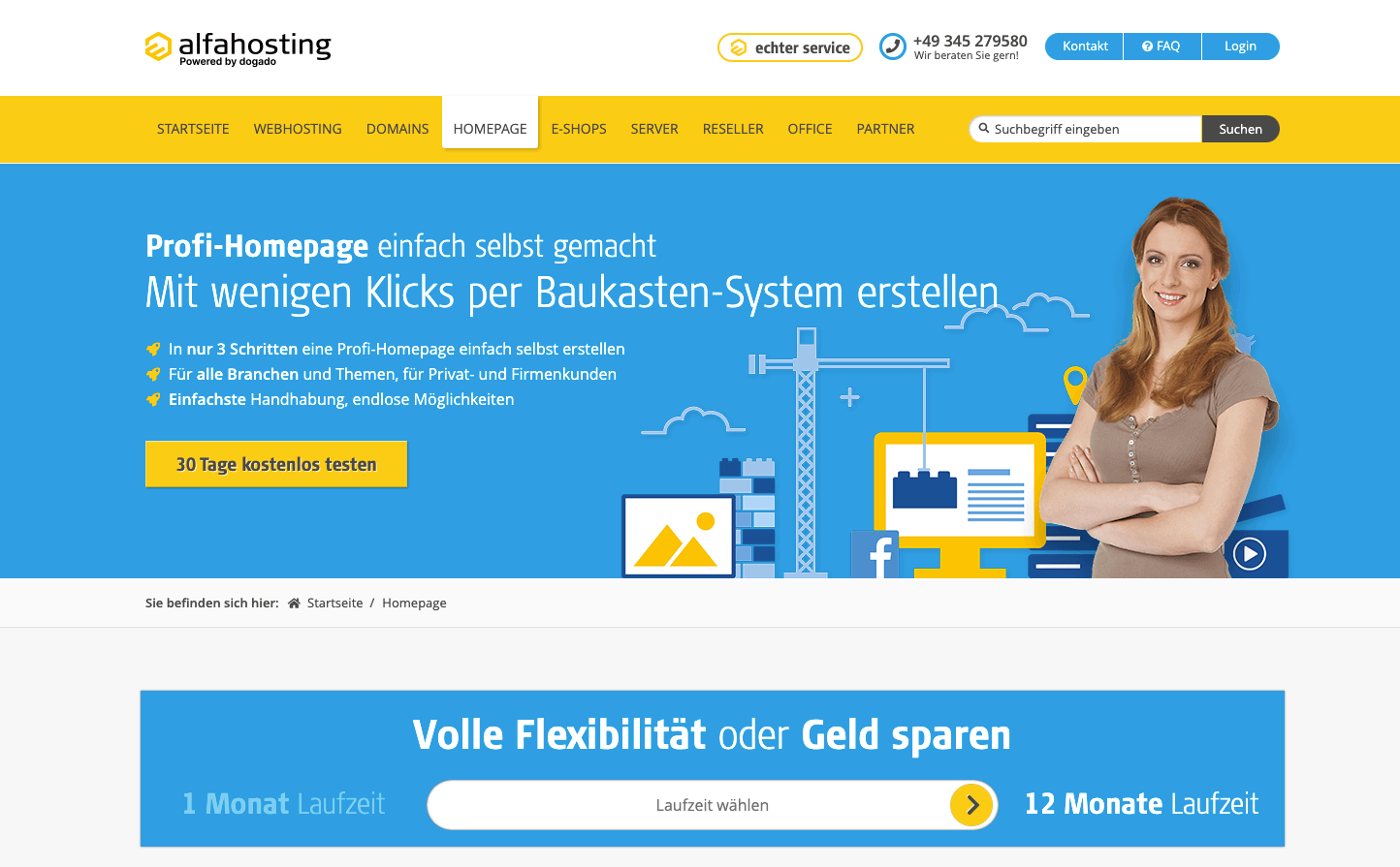 Homepage-Baukasten Alfahosting