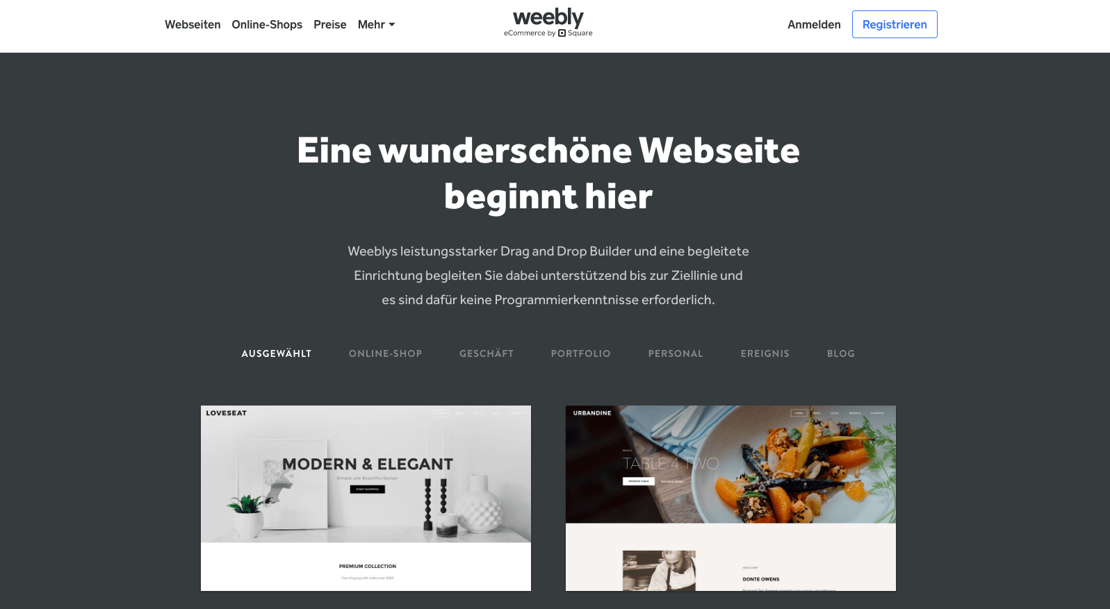 Homepage-Baukasten  Weebly