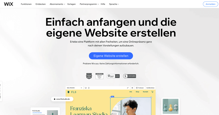Homepage-Baukasten Wix