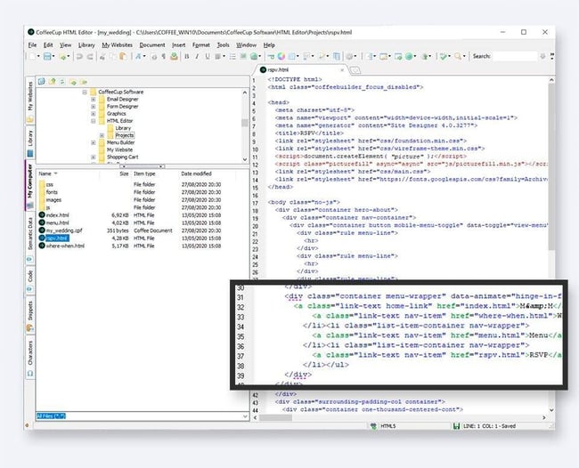 Screenshot HTML-Editor CoffeeCup