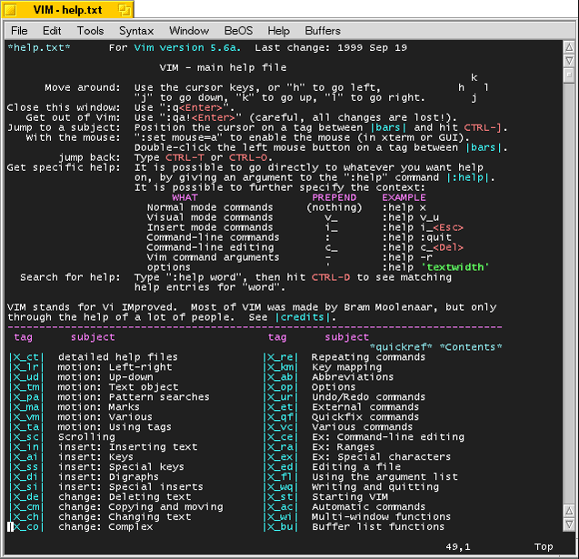 Screenshot HTML-Editor Vim