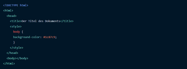 Screenshot Code HTML-Hintergrundfarbe Background Color