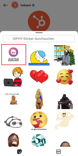 Instagram-Avatar in Story hinzufügen