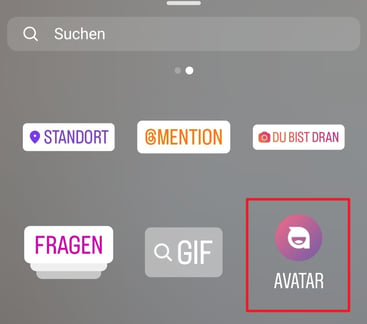 Avatar-Option in Instagram-Story