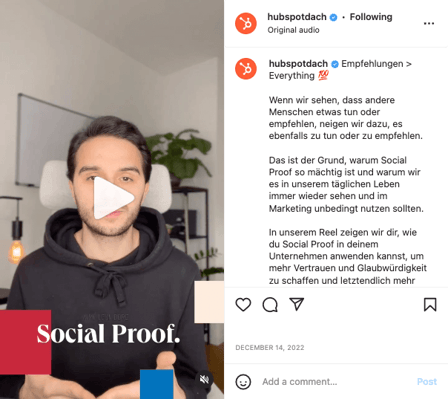 Screenshot Instagram B2B Marketing HubSpot
