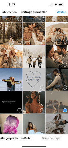 Instagram Guide erstellen - Post auswählen