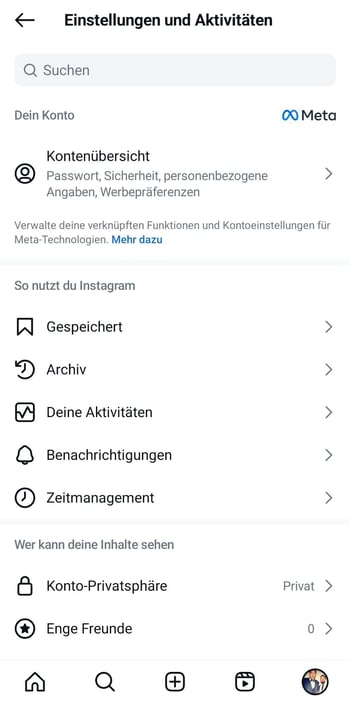 Instagram Account loeschen: Schritt 1 