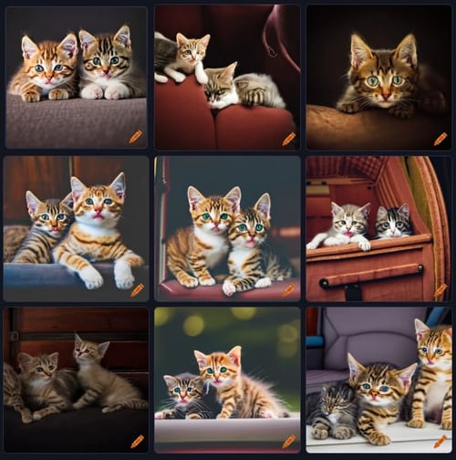 KI-Bilder: Ein von Craiyon generiertes Bild von Katzenbabys.