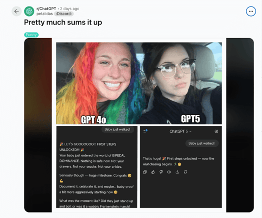 Meme gegenueberstellung GPT5 &amp; GPT4