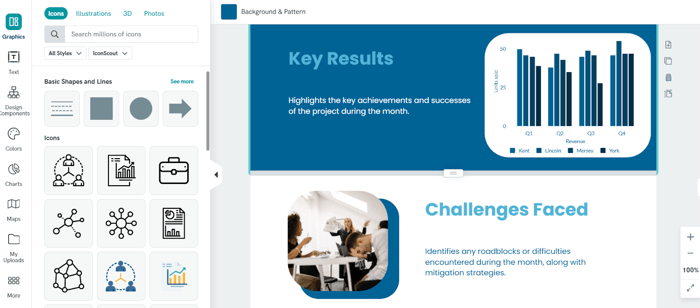 Screenshot aus dem Designer von Piktochart