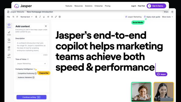 Screenshot KI-Tool Jasper.ai