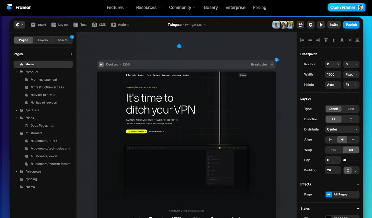 Screenshot KI-Website-Builder Framer