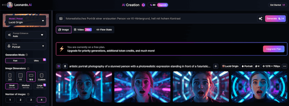 Screenshot der Leonardo AI Oberflaeche 