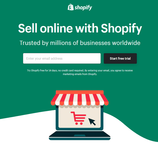 Landing-Page Beispiel Shopify