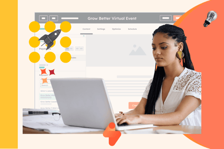 Person sitzt am Laptop und erstellt eine Landingpage