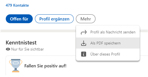 LinkedIn Tipps Profil als PDF-Lebenslauf speichern