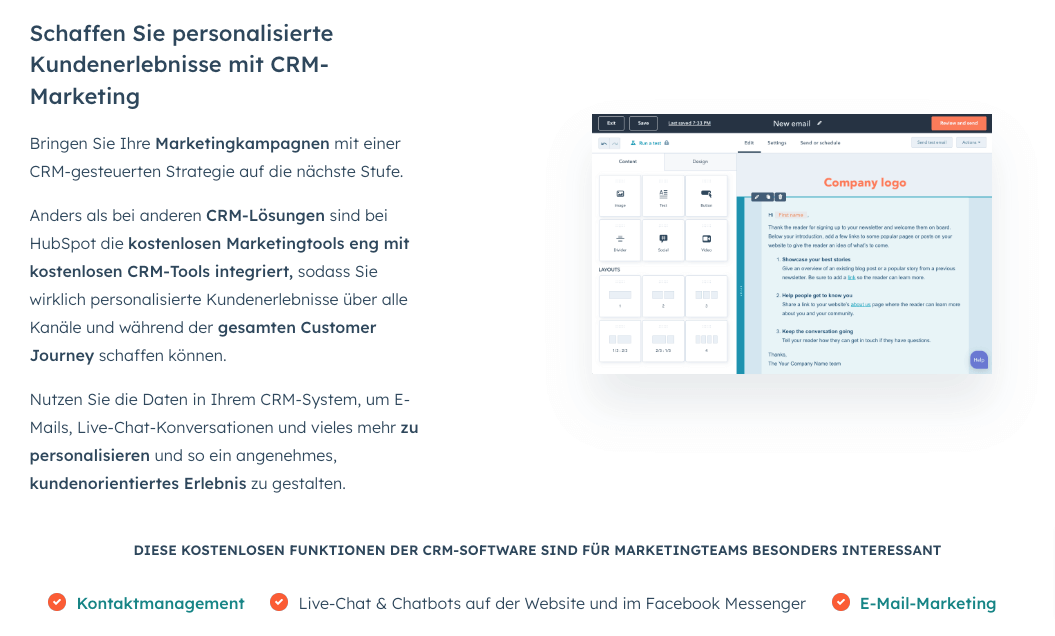 Screenshot Marketing-Automation-Tool HubSpot