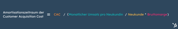 Formel fuer die Marketing KPI Amortisationszeitraum Customer Acquisition Cost CAC