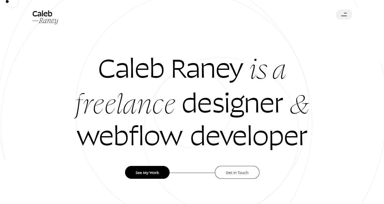 Beispiel für minimalistisches Website Caleb Raney