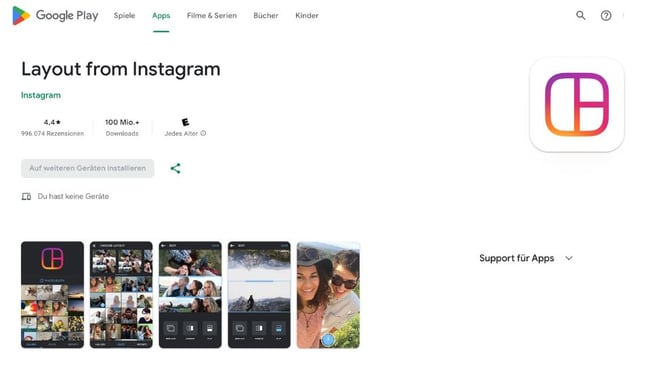 Entwickeln Sie kreative Moodboards mit Layout for Instagram App