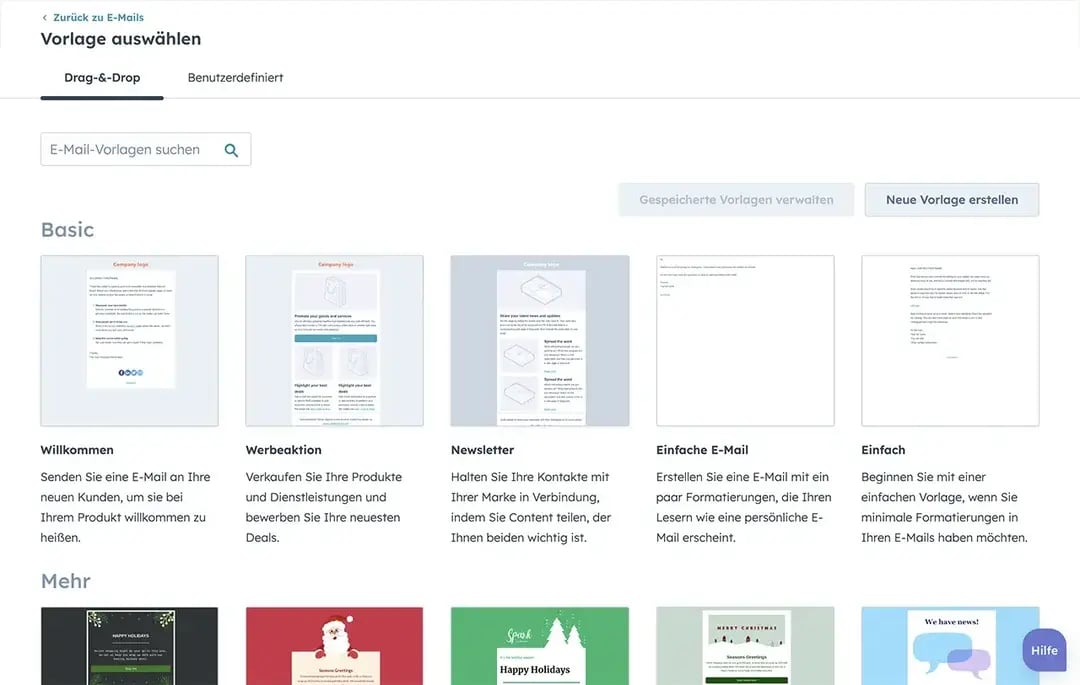 Newsletter-Editor in HubSpot mit Drag-and-Drop-Funktion