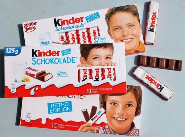 Nostalgie-Marketing verschiedene Verpackungen Kinderschokolade
