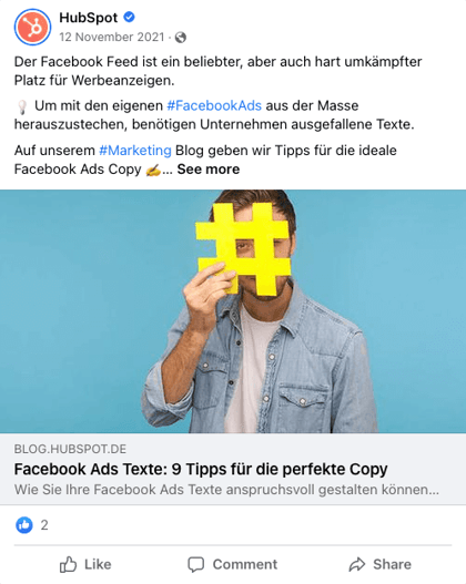 Ein Open Graph Tag Beispiel aus einem Facebook Feed