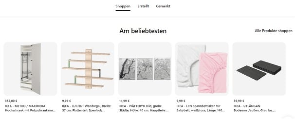 Screenshot Pinterest-Shopping bei IKEA
