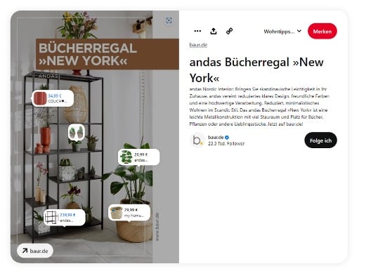 Screenshot Pinterest-Shopping bei Baur