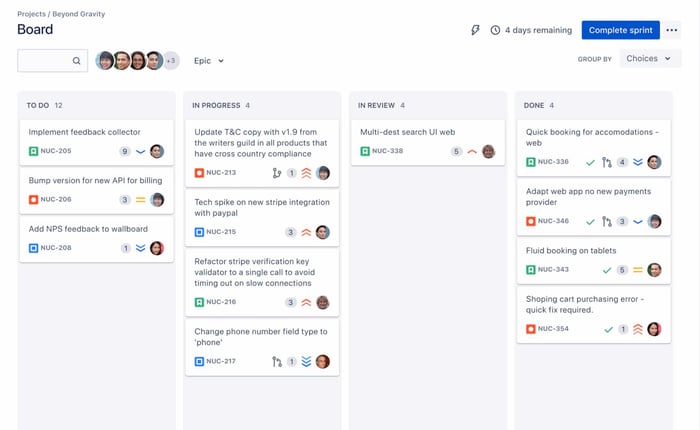 Screenshot Projektmanagement-Tool Jira Atlassian
