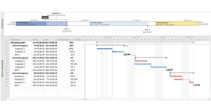 Screenshot Projektmanagement-Tool Microsoft Project
