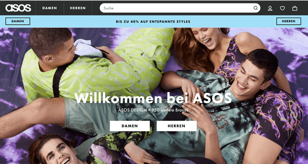 Beispiel für eine schöne Webseite: ASOS schoene-webseiten-asos-hauptseite-beispiel