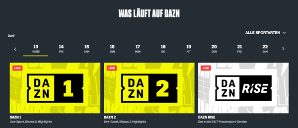 CTAs der DAZN Webseite schoene-webseiten-dazn-CTAs und beschreibung