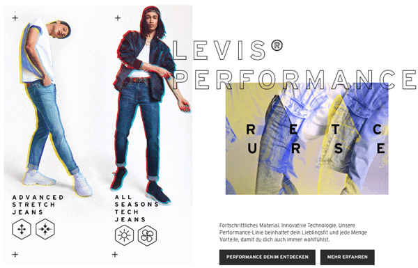 CTAs auf der Webseite von Levi's schoene-webseiten-levis-CTAs