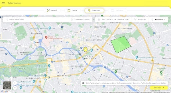 Screenshot Snapchat-Filter geografische Begrenzung