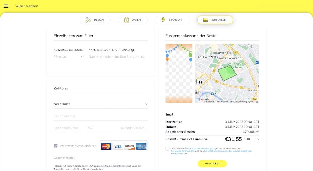 Screenshot Snapchat-Filter bezahlen