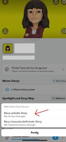 Private Snapchat Story erstellen